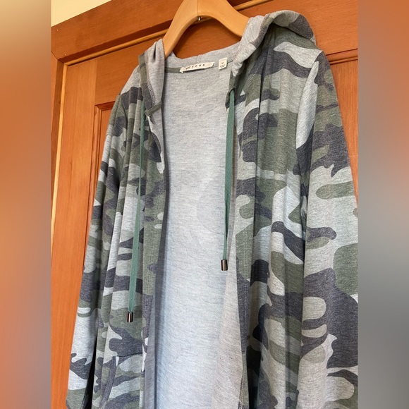 Cyrus | Camo Print Knit Duster Hooded Cardigan - Picture 6 of 14